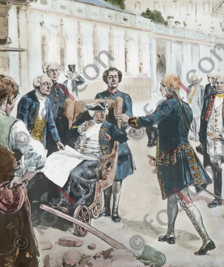 Friedrich Wilhelm I. empfängt den Kronprinzen vor seinem Tod ; Frederick William I receives the Crown Prince before his death (foticon-simon-fr-d-grosse-190-013.jpg)
